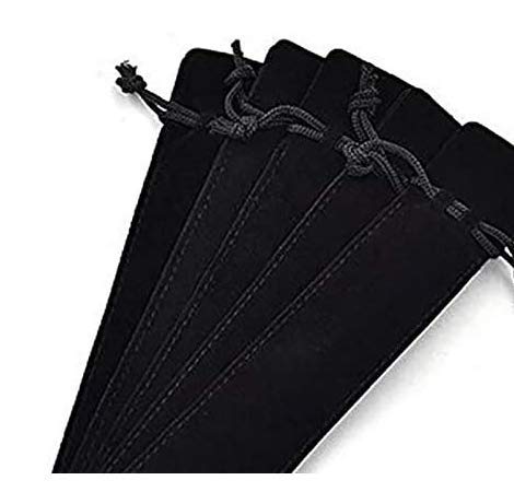 HORNO 20 PCS Velvet Drawstring Pen Pouch Sleeve Holder Single Pen Bag Case Pencil Bag(Black)