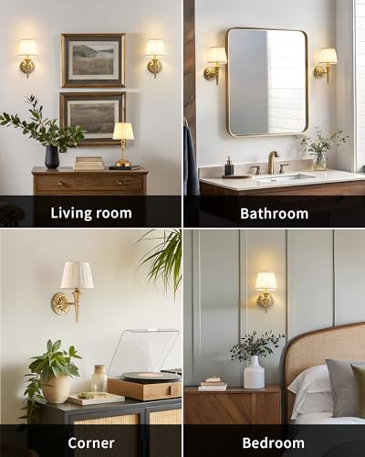 KDG Cordless Wall Sconces Set of 2, Small Wireless 5200mAh Rechargeable Battery Fabric LED Wall Lamps, Portables Lightings...