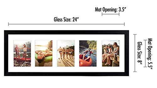Americanflat 4x6 Collage Picture Frame with Shatter-Resistant Glass - Fits Five 4x6 Photos or Use as One 8x24 Picture Fram...