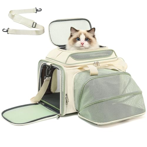 18x11x11 Small Cat/Dog/Pet Carrier – Airline Approved, Collapsible with Expandable Top and Sides. Soft-Sided Travel Puppy ...
