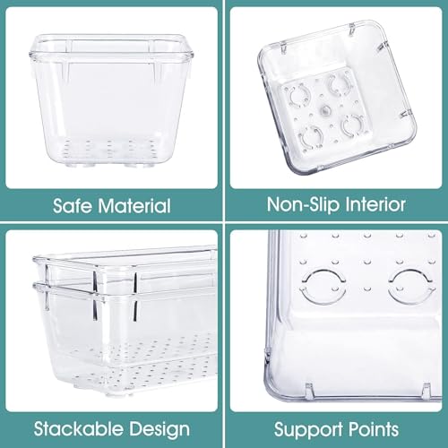 WOWBOX 25 PCS Clear Plastic Drawer Organizer Set, 4 Sizes Desk Drawer Divider Organizers and Storage Bins for Makeup, Jewe...