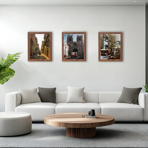 kennethan 11x14 Picture Frame Rotten Brown 2 Pcs Wooden Frame can Display 8x10 Picture with Mat or 11x14 Without Mat on th...