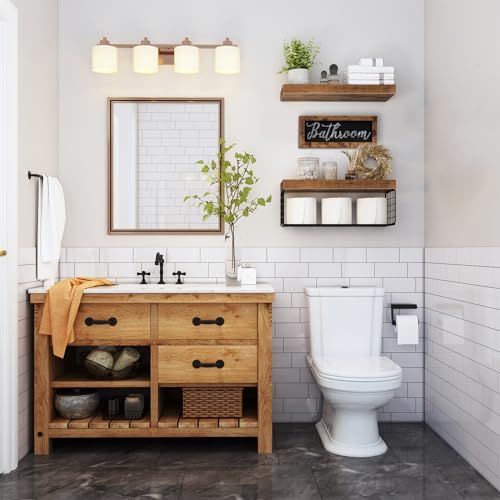 QEEIG ‎Bathroom Shelves Over Toilet - Paper Storage Wall Mounted Farmhouse Decor Decorations Aesthetic Décor Sign Small Fl...