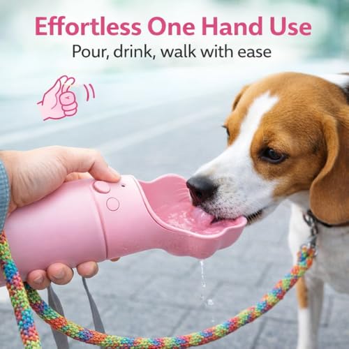 Duna Gulp 18oz Dog Travel Water Bottle with Paw-Shaped Bowl - Insulated Stainless Steel, Leakproof & Portable with Carry S...
