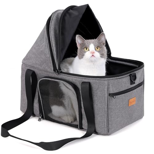 BurgeonNest Top-Expandable Large Cat Carrier, Soft Sided Cat Bag Carrier for Medium Large Pet Up to 15 lbs, Upgraded Small...