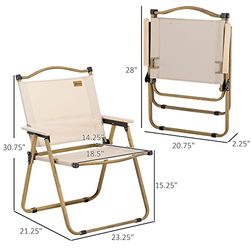 Outsunny 2 Pack Folding Camping Chair, Lightweight & Portable Beach Chairs Armchairs, Perfect for Festivals, Fishing, Picn...