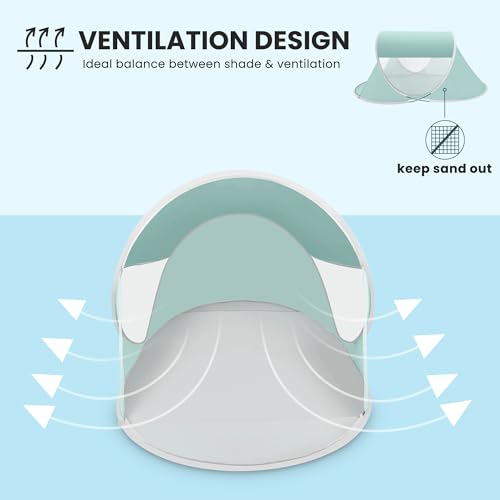 ISILER Pop Up Beach Tent, Portable Outdoor Shade Tent, UPF 50+ Beach Shelter, Easy Setup Windproof Waterproof Canopy