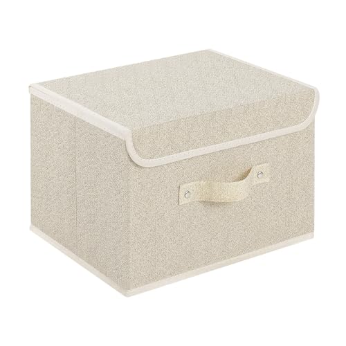 ENUMAIL Storage Boxes, Collapsible Storage Bins with Lids, Cotton and linen cloth Storage Baskets with Handle, for Books, ...