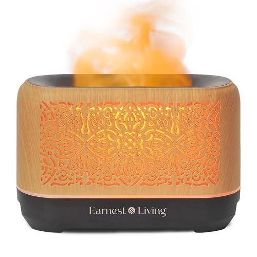 Earnest Living Essential Oil Diffuser Classic Flame Diffuser 200ml Timers Night Lights and Auto Off Function Home Office H...