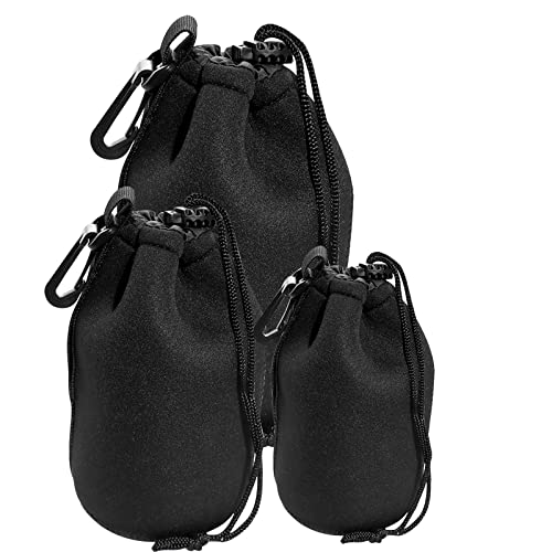 MOGALY Lens Pouch Set 3Pack Replacement Compatible for Canon, Nikon, Sony, Pentax, Olympus (Small, Medium, Large)