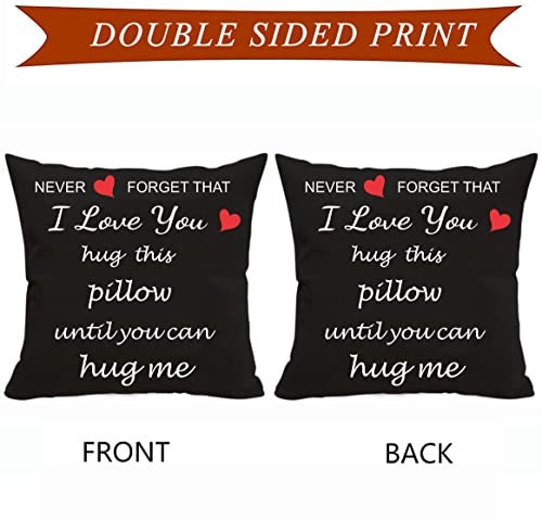 Anrkets Two Sided Printing Lover Pillow Cover I Love You Hug This Pillow Until You Can Hug Me, Valentine's Day Birthday Gi...