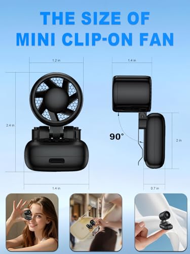 KIMWIND Clip-On Hat Fan with 3 Gear, Super-Mini Portable Handheld Fan, Only 0.13lb, Foldable Personal Fans Rechargeable, F...