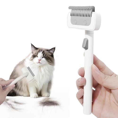 Furgo Cat Brush for Long Haired Cats, Pet Grooming Brush for Matted Fur & Loose Hair, One-Click Hair Removal, Skin-Friendl...