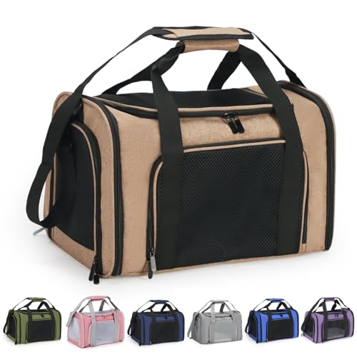 DALASITING Airline Approved Pet Carrier for Cats and Small Dogs Up to 15lbs, Cat Dog Carrier with Safety Leash, Adjustable...