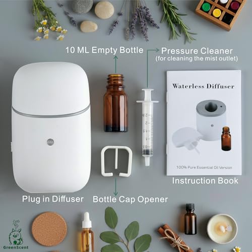 Waterless Essential Oil Diffuser : Plug in Diffuser for Bathroom, Bedroom, Living Room, Kitchen. Daily 12H Timer Intermitt...