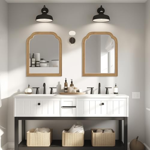 WallBeyond Wood Frame Wall Mirror Decor for Entryway, Living Room or Bedroom Home Decor - Light Woodgrain 16" x 20" Natura...