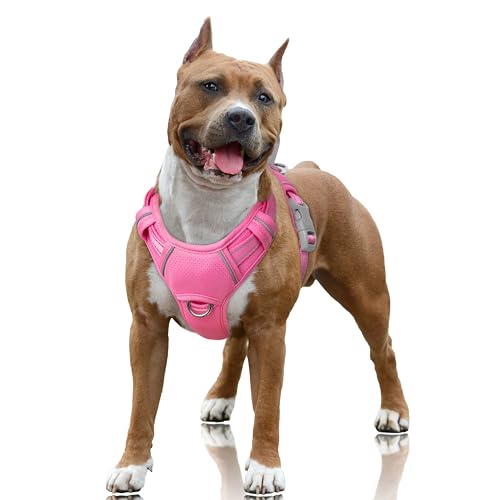 BARKBAY No Pull Dog Harness Large Reflective Dog Harness with Front Clip and Easy Control Handle for Walking Training Runn...