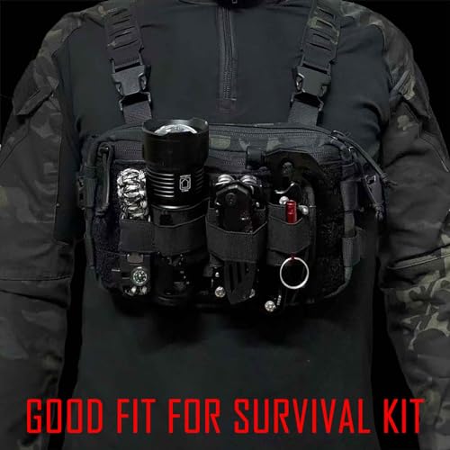 6 Piece Tactical Bag Insert Pack, Modular Elastic Loop Panel Organizers Pouch Insert Attachment with Hook Backed Fastener ...