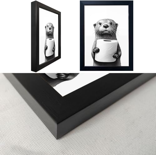 Bathroom Picture Wall Decor, Framed Black and White Bathroom Wall Art, Toilet Paper in Little Funny Raccoon's Hand Animal ...