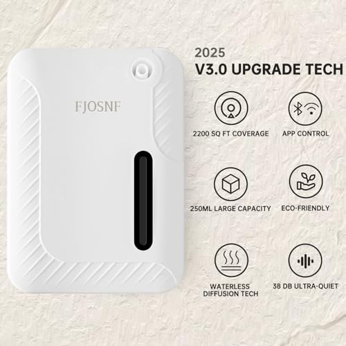 2026 Oil Diffuser Waterless 2200 Sq.Ft, Bluetooth&WiFi APP Control, 250ml Smart Scent Air Machine with Cold Air Tech for L...