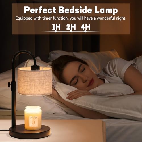 FINCMY Candle Warmer Lamp with Timer, Dimmable Candle Wax Warmer Candle Lamp Warmer with 2 Bulbs, House Warming Gifts Birt...