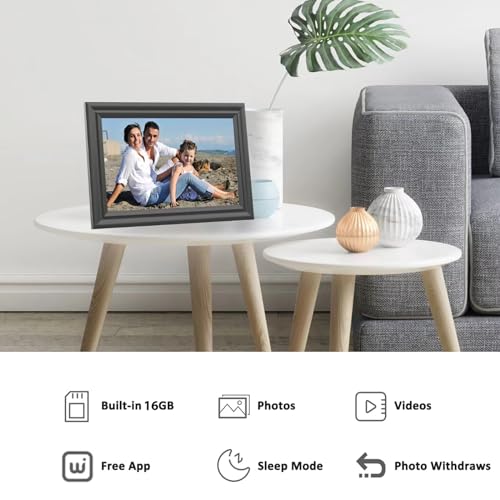 Digital Picture Frame WiFi 10.1 Inch Digital Photo Frame, Electronic Picture Frame, 16GB Storage, Auto-Rotate, IPS Touch S...