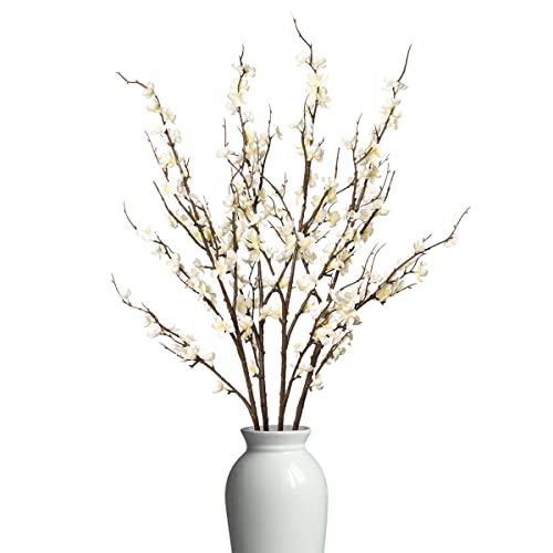 Ammyoo 4Pcs Cherry Blossom Branches Artificial Flowers for Spring Summer Indoor Decoration,Faux Long Stem Artificial Flowe...