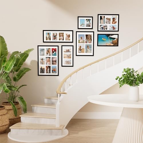 Vittanly 8x14 Picture Frames Collage, Displays 3Pcs 4x6 Pictures with Mat, Collage Picture Frame for Horizontal or Vertica...