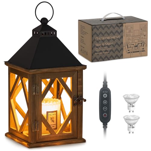 Staymoment Candle Warmer Lamp with Timer: Farmhouse Candle Warmer Lantern Scented Wax Candle Burner Dimmable Vintage Home ...