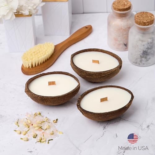Badalyan Art Studio – Scented Candles Clearance | Coconut Shell Soy Wax Candle with Wooden Wick | Candles for Home Décor |...