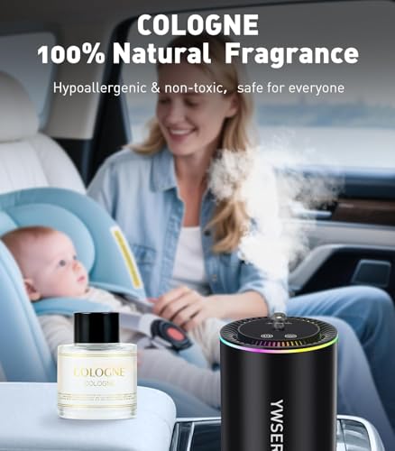 Smart Car Air Freshener Diffuser with Starry Sky Projector, Forest Scent Car Scent with 50ml Essential Oil, Auto On/Off In...
