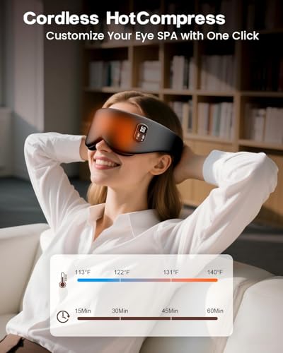 Anydance Heated Eye Mask - Cordless Eye Mask for Dry Eyes, Eye Relief, Improved Sleep, Timed Shutdown, 4 Temperature, Wash...