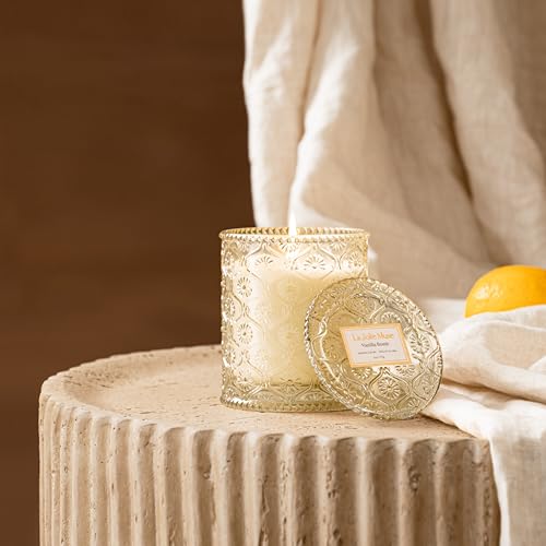 LA JOLIE MUSE Vanilla Bomb Candle | Vanilla, Lemon Zest & Patchouli | 6 oz Cotton Wick | Natural Soy Wax | 40 Hours Clean ...