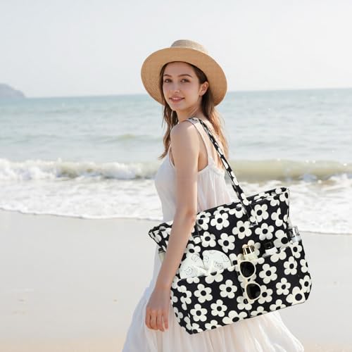 Bluboon Waterproof Beach Tote Pool Bags for Women Ladies Extra Large Carry On Bag With Wet Compartment for Weekender Travel