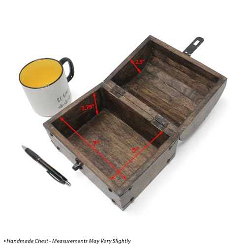 Nautical Cove Treasure Chest Keepsake and Decorative Wood Box (Large 8x6x6) - Storage Box, Wooden Box with Hinged Lid, Rus...