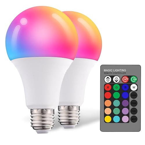 Droiee Dimmable E26 Warm LED Light Bulb, 6W RGBW Color 500LM with 16 Color Changing Modes for Christmas, Party etc with Re...