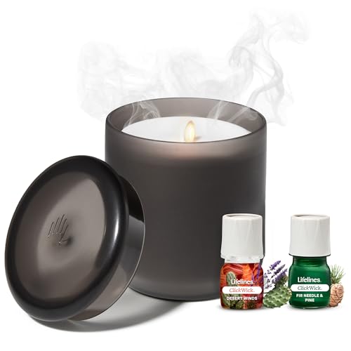 Lifelines Flameless Candle Aromatherapy Essential Oil Diffuser with 2 ClickWick Essential Oil Blends - Cordless & Waterles...