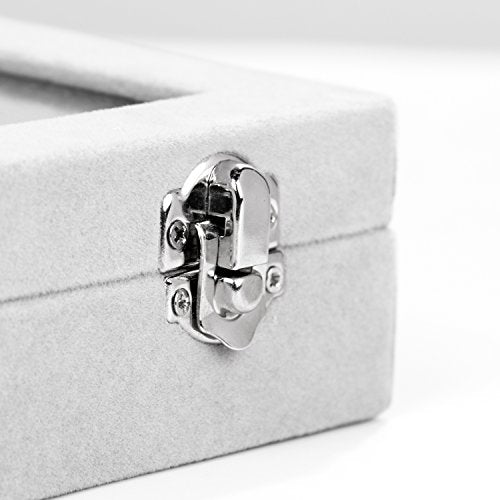 EONGOA Jewelry Box Rings Organizer Tray 7 Slots Velvet Jewelry Earring Storage Box With Transparent Lid Jewelry Display Ca...