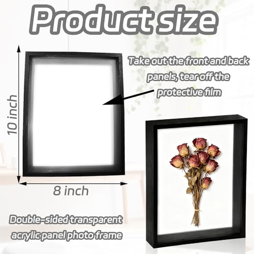 Wooden Dried Flower Photo Frame Acrylic Floating Shadow Box Frame, 1 Pcs 8×10 Inch Decorative Photo Frames for Wall, DIY A...
