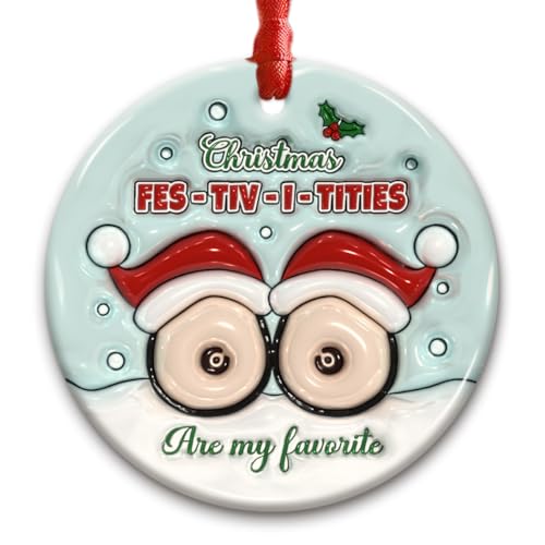 CHOANG Funny Christmas Ornament 2026 - Humorous Ceramic Tree Decoration with 3D Printed Effect - White Elephant Gift Idea ...