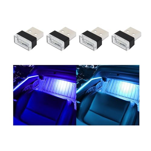 Augeny 4 PCS USB LED Car Interior Atmosphere Lamp, Plug-in USB Decor Night Light, Portable Auto Ambient Lighting Kit, Univ...