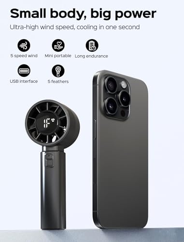 FESTIVALCOS Portable Handheld Fan - High Speed Cooling, USB Rechargeable Mini Fan with 4000mAh Battery 12 Hours Battery Li...