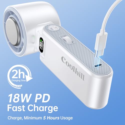 Coolhill Handheld Portable fan with Turbo Cooling - Hand Held Fan Pro Rechargeable, 1-199 Speeds, Up to 12Hrs Battery Lif...