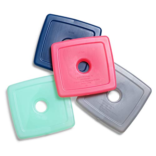 Cool Coolers by Fit & Fresh 4 Pack Slim Ice Packs, Quick Freeze Space Saving Reusable Ice Packs for Lunch Boxes or Cooler...