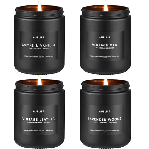 Scented Candles Set | Men Candle Set, Scented Candles for Home, Gifts for Men Aromatherapy Gift Set - 4 Pack Manly Gifts f...