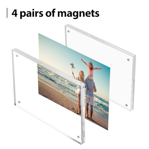 Fixwal 5x7 Picture Frame, 6 Pack Acrylic Frames, Clear Double Sided Photo Frame with Magnetic Desktop