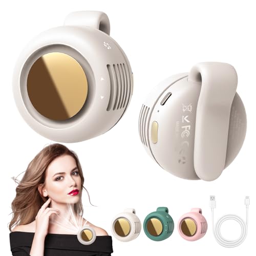 Portable Silent Mini Bladeless Fan Clip On, Small Fan Clip on for Shirt & Waist, Adjustable 3-Speed Suspended Whirlwind Fa...