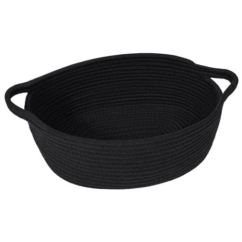 Goodpick Small Woven Basket, Baskets for Gifts Empty, Baby Basket with Handles, Black Baskets for Organizing, Dog Toy Bask...