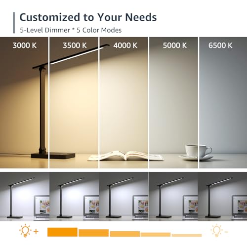 Lepro LED Desk Lamp for Home Office, 9.5W 750LM Metal Touch Control Desk Light, 5 Color Modes 5 Brightness Level, Eye Cari...