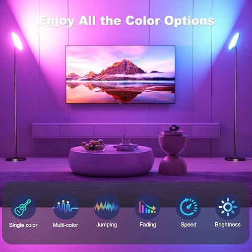 Yikuneng RGB Torchiere Floor Lamps for Living Room, 3600LM 36W Bright LED Standing Lamp with Remote, Modern Color Changing...